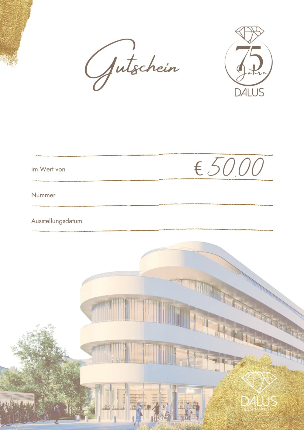 Geschenksgutschein EURO 50,00 Goldschmiede DALUS