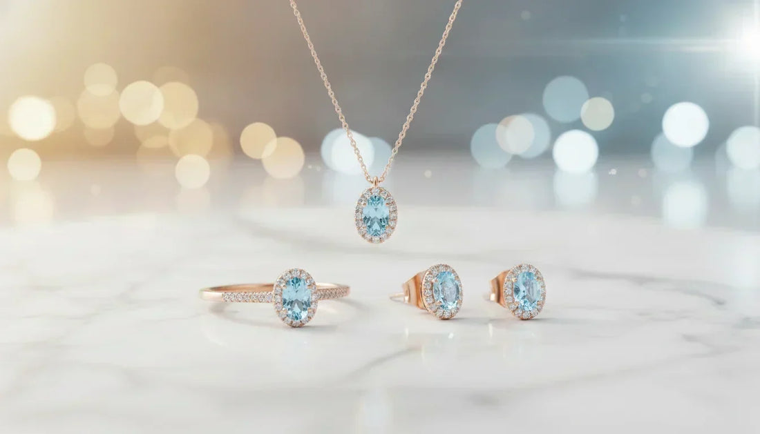 Colorista Schmuckset aus 585 Rotgold mit Topas beh, Collier 42 cm Ring Ohrstecker